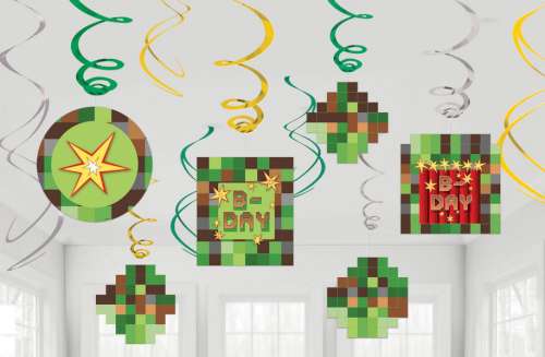 Minecraft Pixilated Hanging Swirls - Click Image to Close